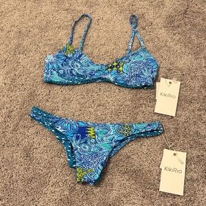 KikiRio Blue Patterned Bikini Set